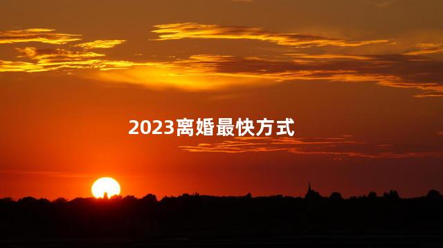 2023离婚最快方式